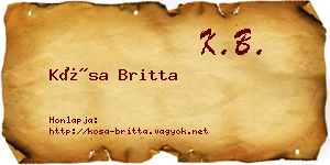 Kósa Britta névjegykártya